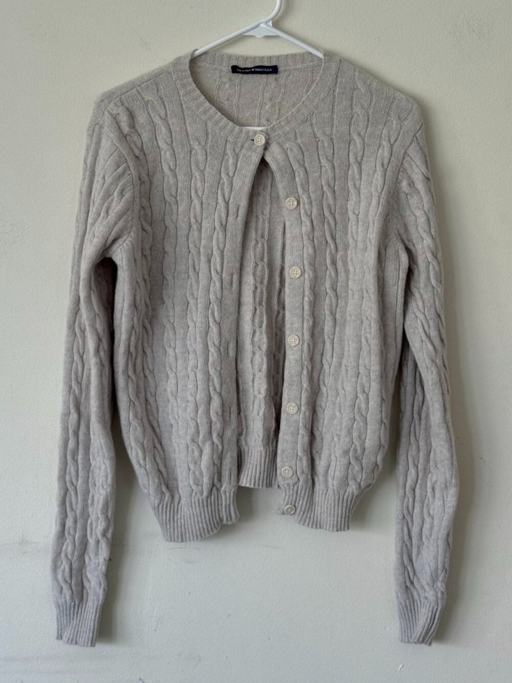 Brandy Melville Wool Cable Knit Button Gray Cardigan Sweater (Made in Italy)